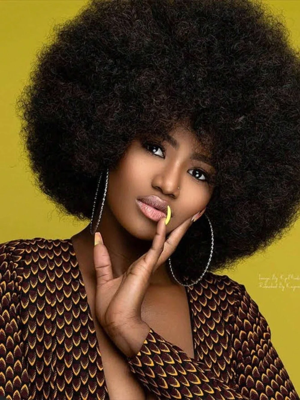 Natural Dark Brown Afro Wig – Voluminous Curly Texture